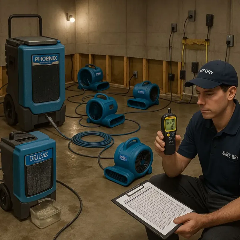 Structural Drying and Dehumidification process in Hudson, MA